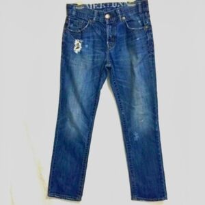MEK Denim Washington Button Fly Slim Straight Distressed Jeans 32 Waist
